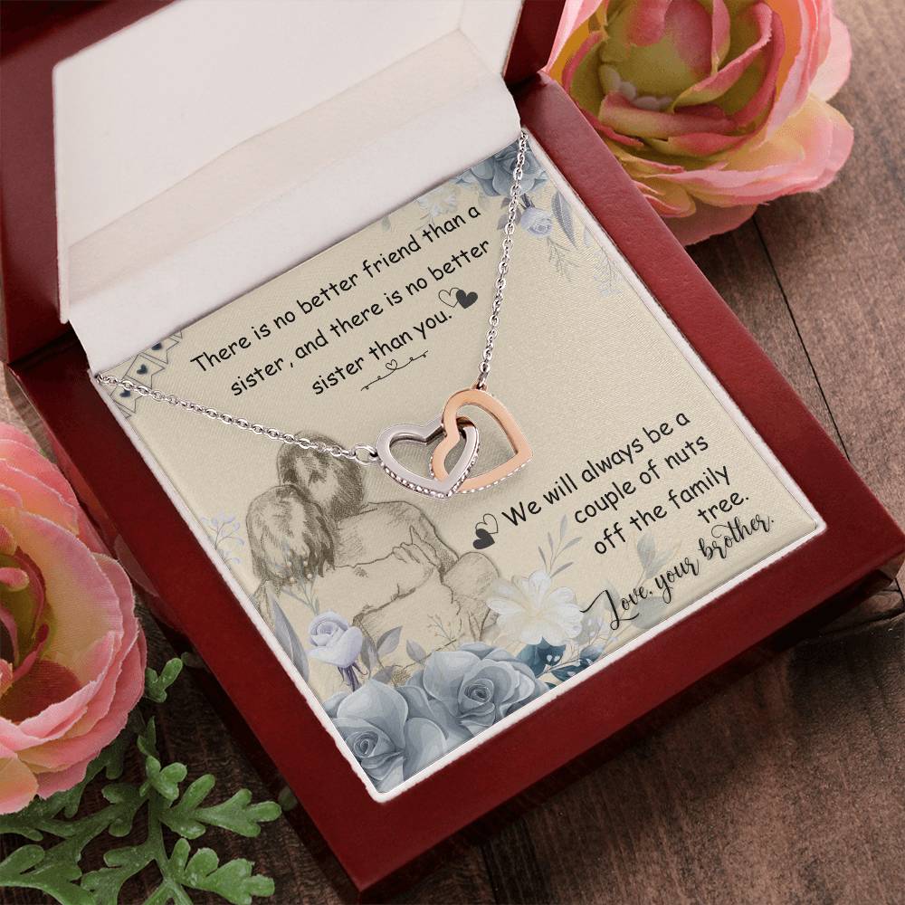 My Little Sister Two Hearts Necklace Loving Sister Gift Chain Funny Sister Present Interlocking Hearts Necklace