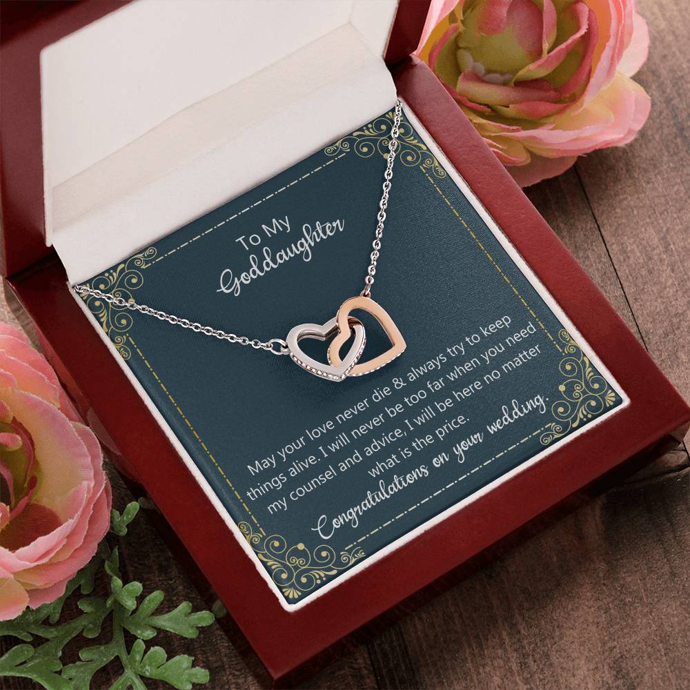 To My Goddaughter Wedding Gift - May Your Love Never Die Necklace Interlocking Hearts Necklace