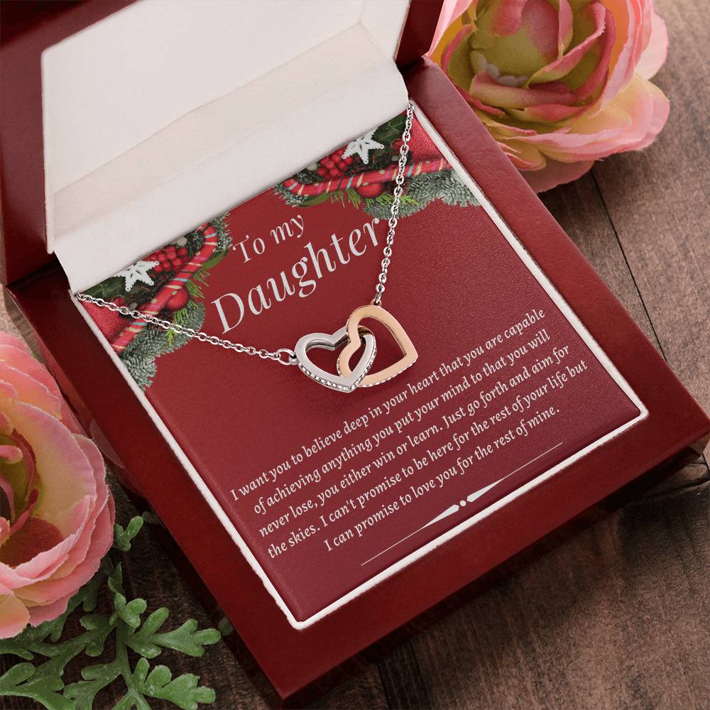 Christmas Gift To Daughter - I Can'T Promise To Be Here For The Rest Of Your Life But I Can Promise To Love You For The Rest Of Mine Interlocking Hearts Necklace