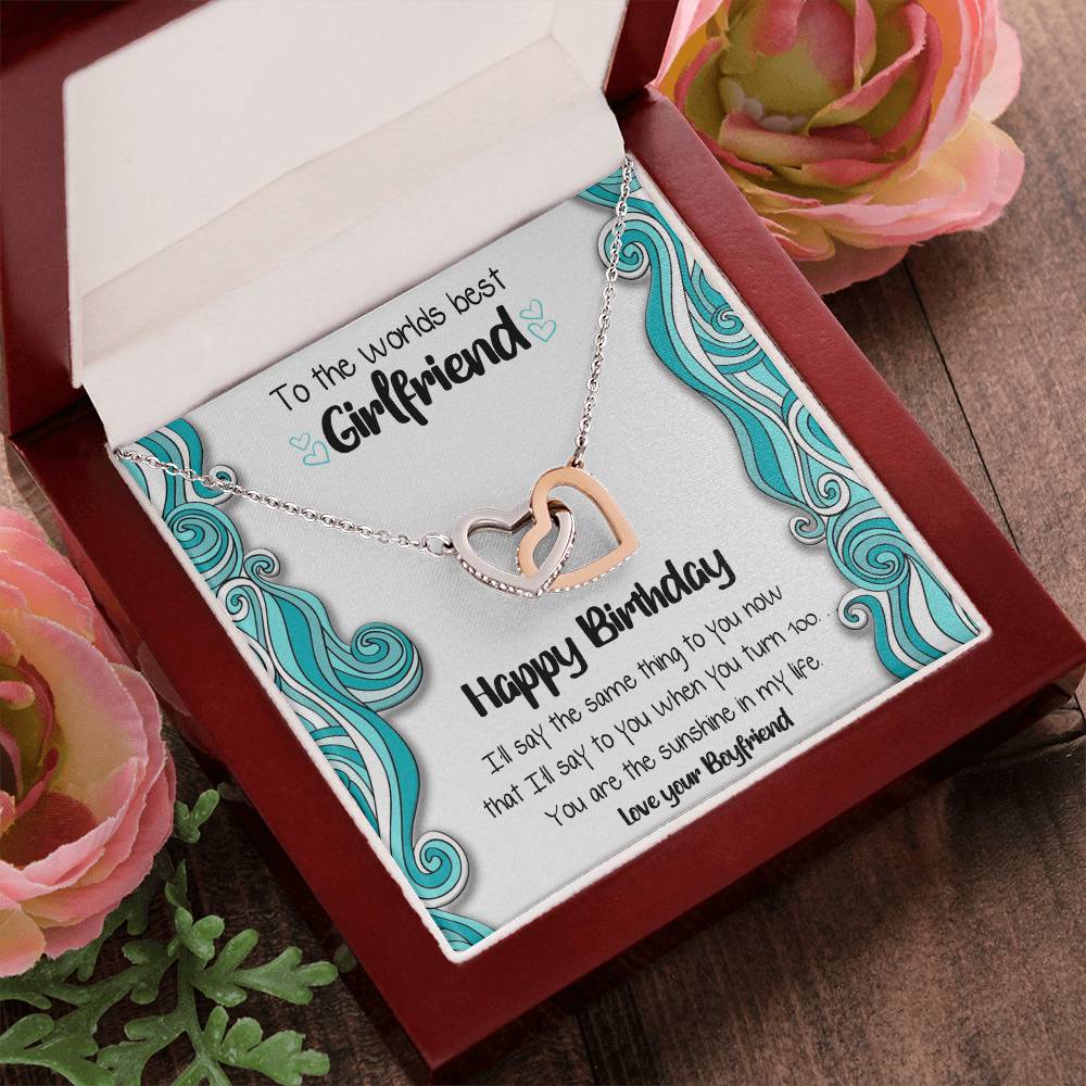 Worlds Best Girlfriend Linked Hearts Necklace Interlocking Hearts Necklace
