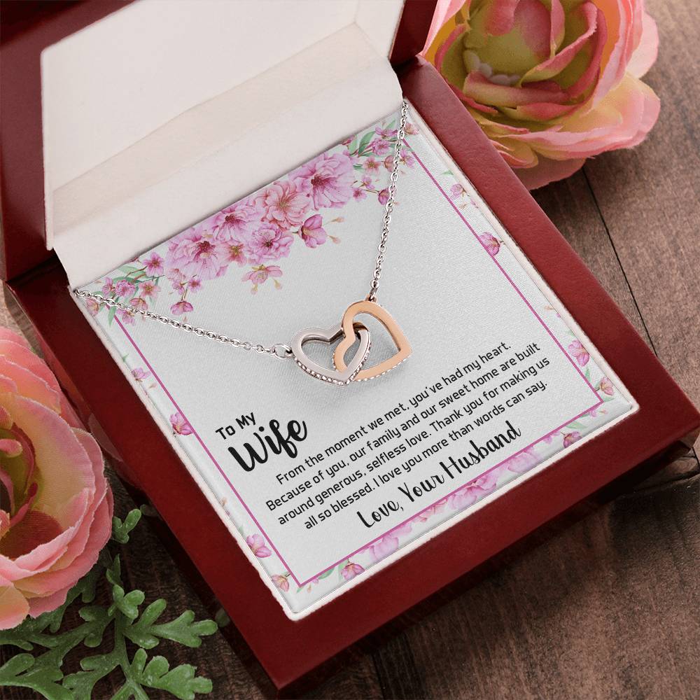 Interlocking Hearts Necklace To My Wife From The Moment We Met