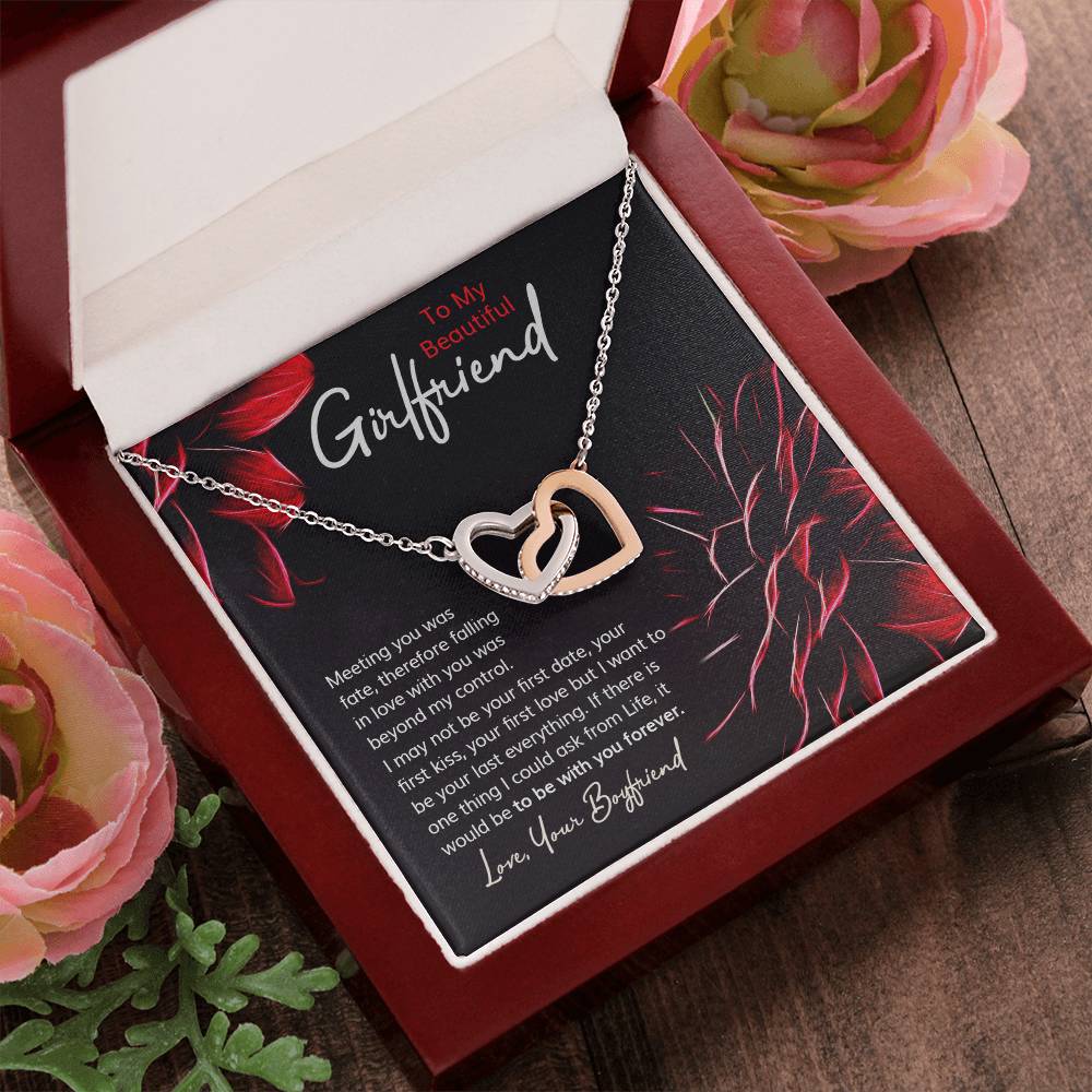 Romantic Necklace Gift With Custom Message Card Interlocking Hearts Necklace