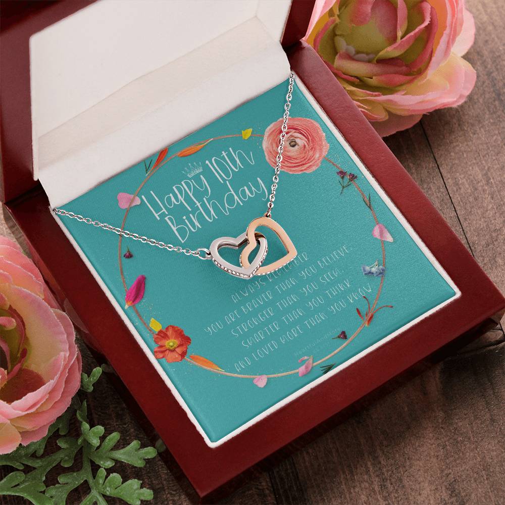 10Th Birthday Gift For Girl Birthday Gift For 10 Year Old Tenth Birthday Birthday Gift Little Girl Personalized Necklace Heart Necklace Interlocking Hearts Necklace