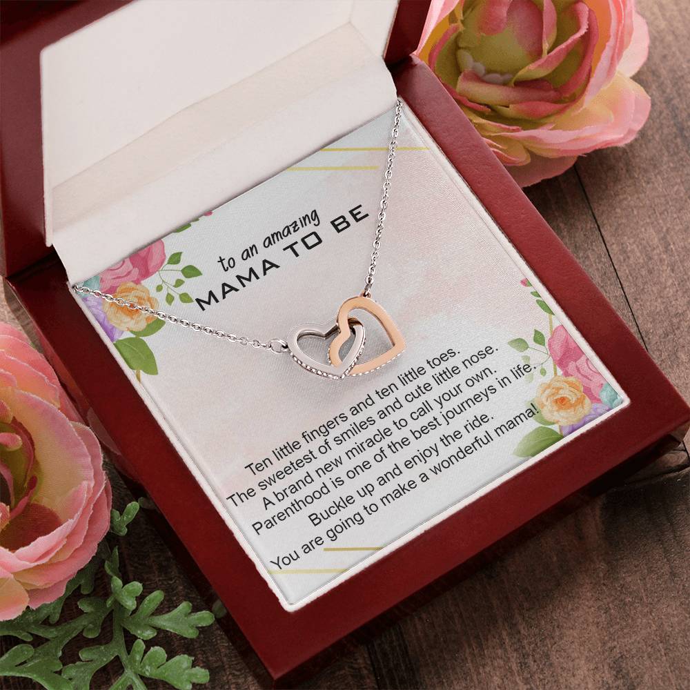 To An Amazing Mama To Be Necklace Gift Gift For First Time Mom Pregnancy Gift For Best Friend Mom To Be Interlocking Heart Necklace Interlocking Hearts Necklace