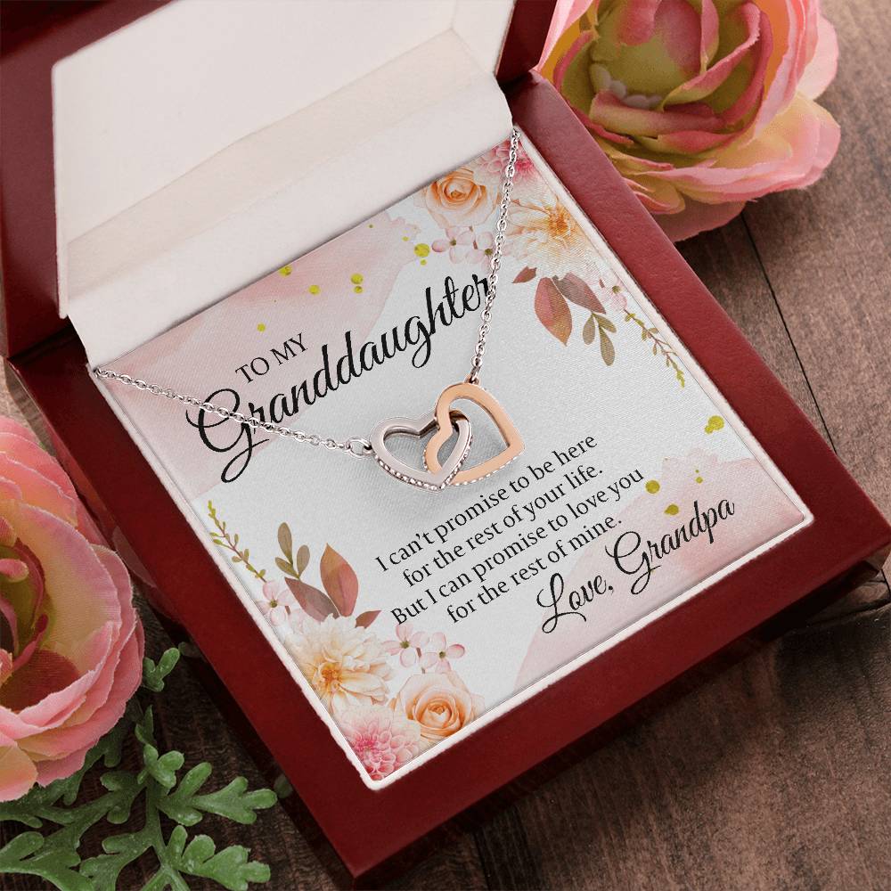 To My Granddaughter From Grandpa - I Can'T Promise To Be Here Interlocking Hearts Necklace
