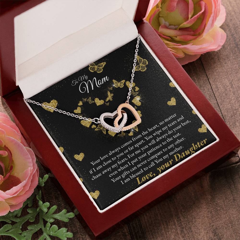 Love Always Comes From The Heart - To My Mom Interlocking Hearts Necklace