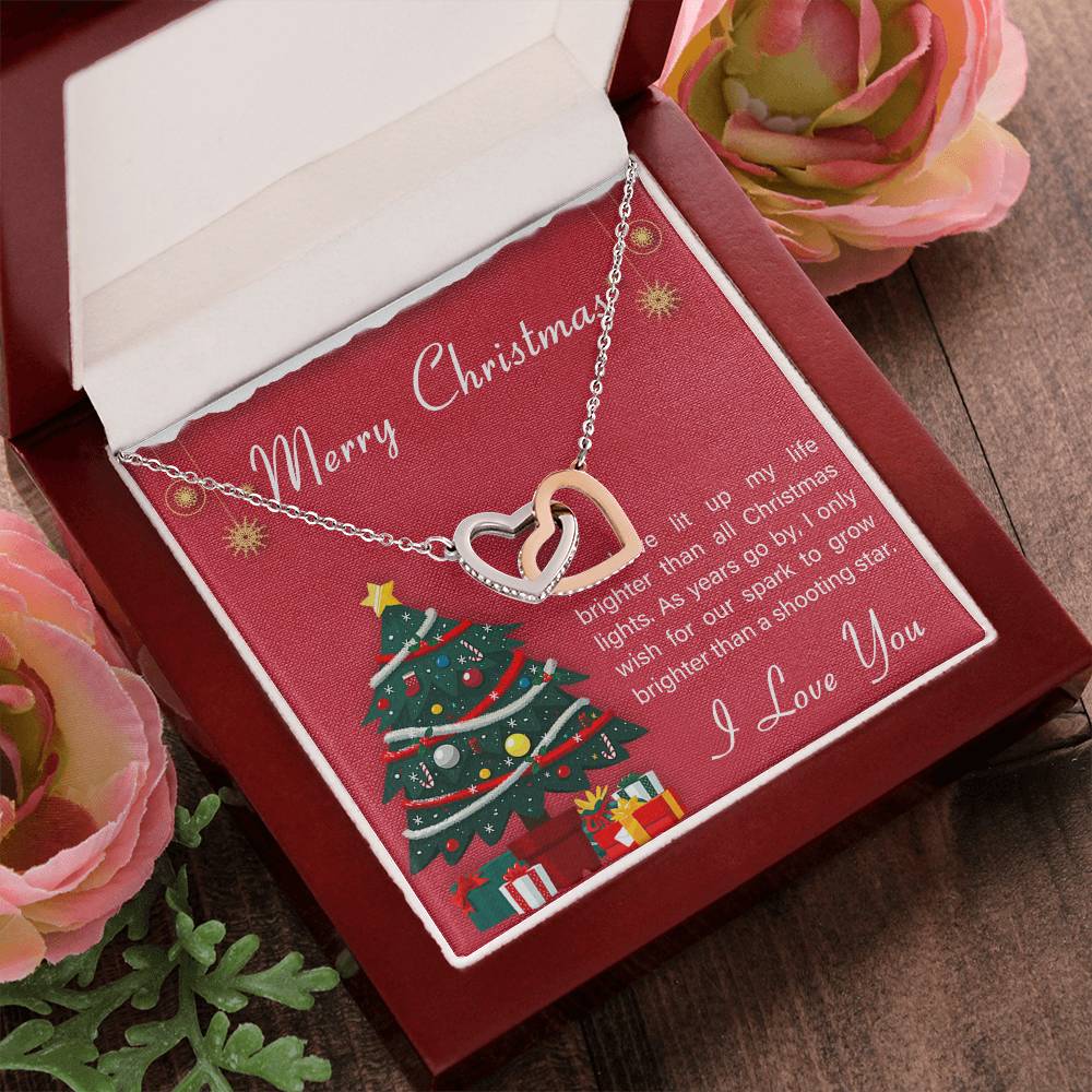 Gift For Girlfriend To My Girlfriend Romantic Present For Girlfriend Jewelry Girlfriend Best Birthday Gift Anniversary Necklace Message Card Interlocking Hearts Necklace