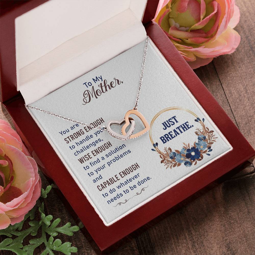 Collection Mom - You Are Strong Enough To Handle Your Challenges - Interlocking Heart Necklace Interlocking Hearts Necklace