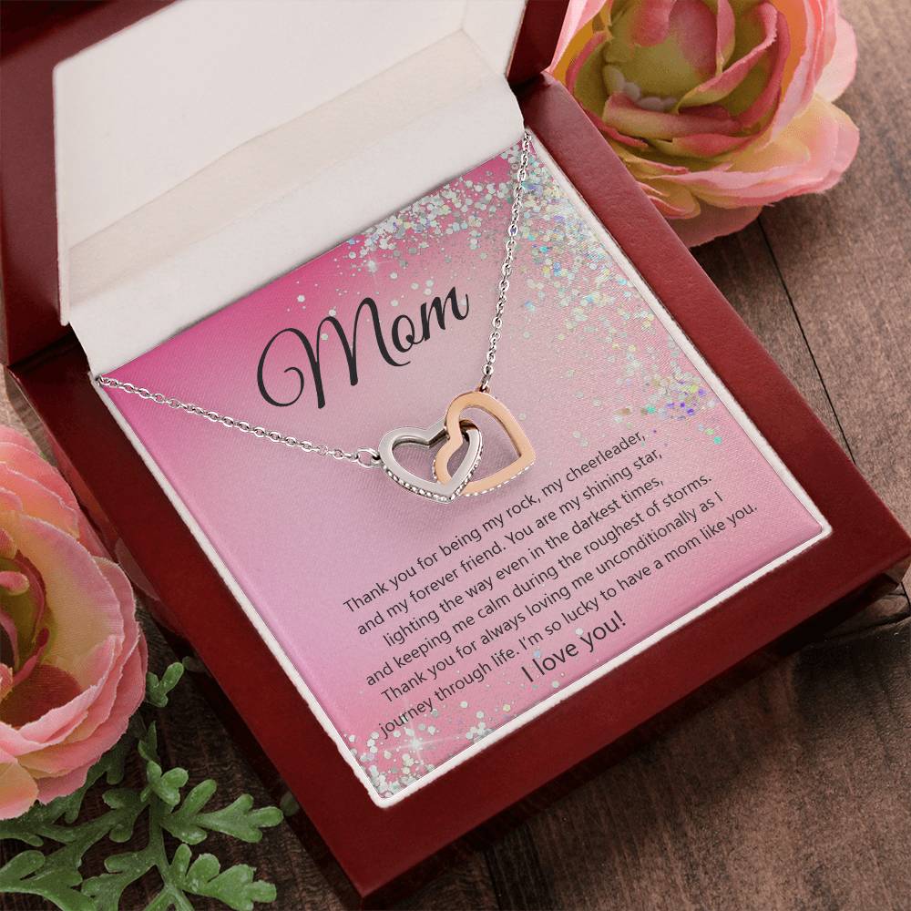 Thank You Mom Hearts Necklace Interlocking Hearts Necklace