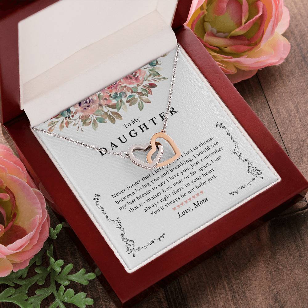 Last Breath Mother Daughter Necklace Gift Interlocking Hearts Necklace