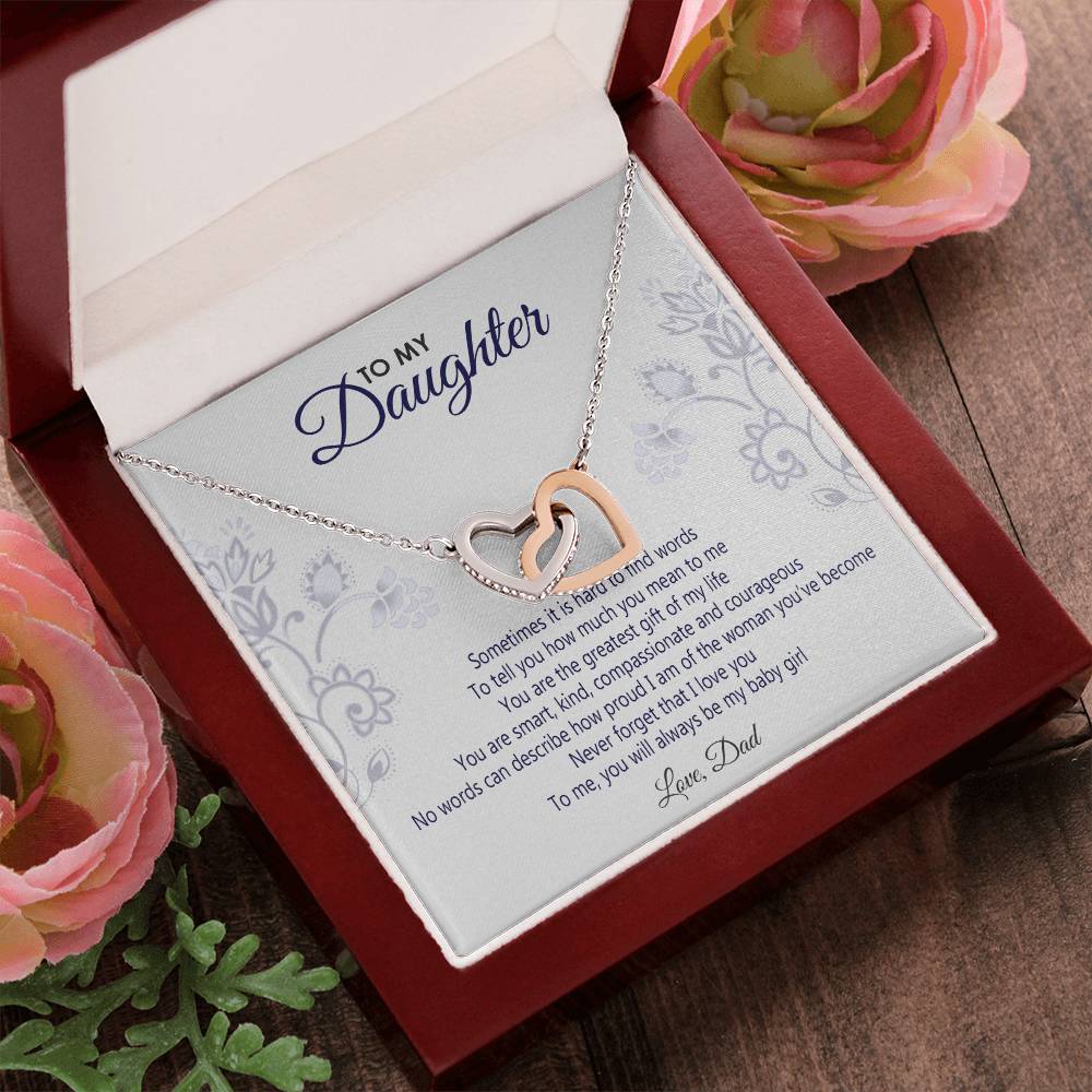 To My Daughter - You Will Always Be My Baby Girl Interlocking Hearts Necklace