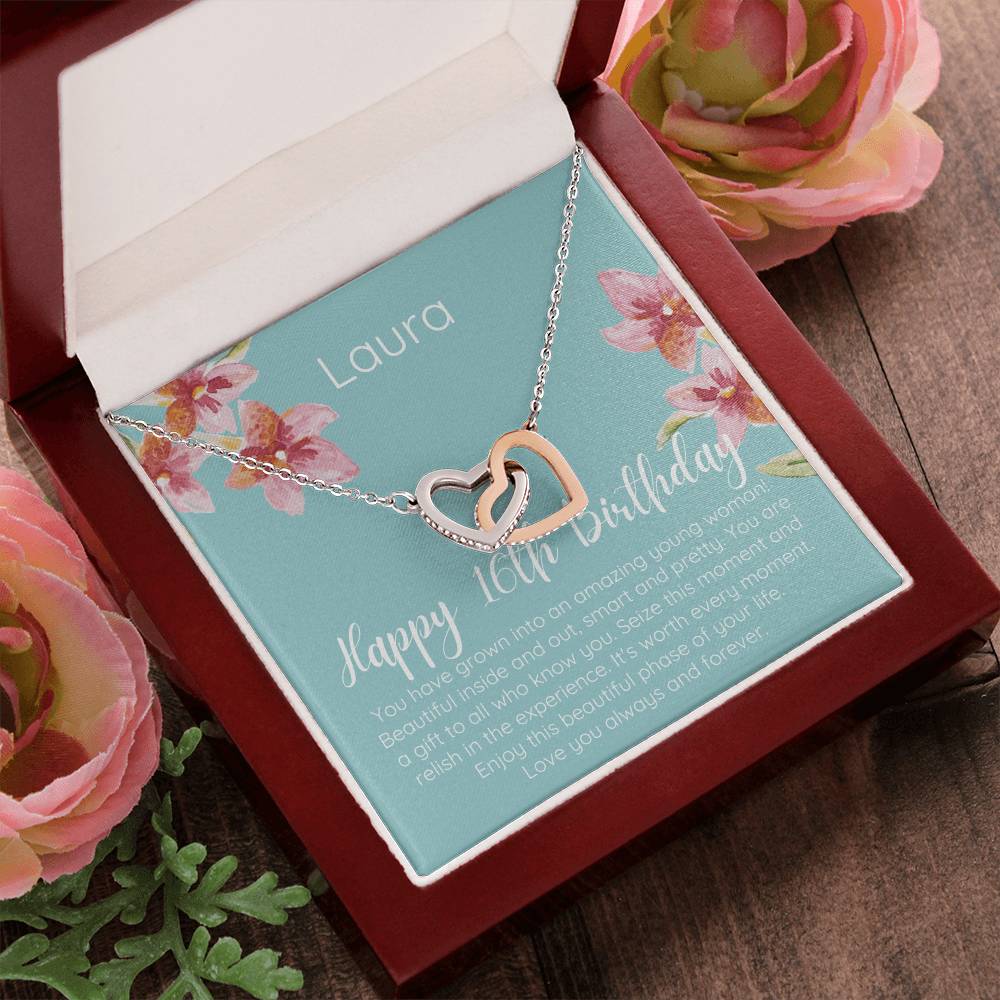 Personalized Happy 16Th Birthday Interlocked Hearts Necklace Interlocking Hearts Necklace
