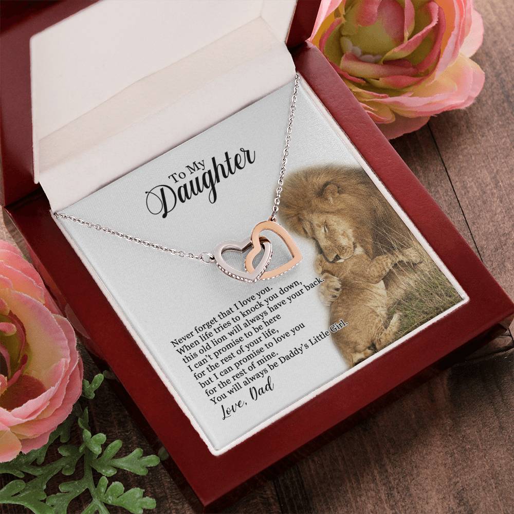 To My Daughter - You Will Always Be Daddy'S Little Girl Interlocking Hearts Necklace