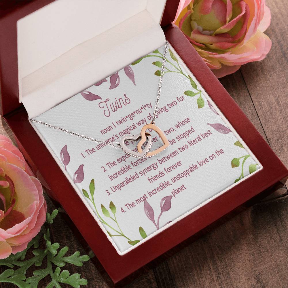 Twin Sister Gift Necklace Twin Birthday Gifts Twin Jewelry Twin Sisters Twin Girl Presents Presents For Twins Interlocking Hearts Necklace