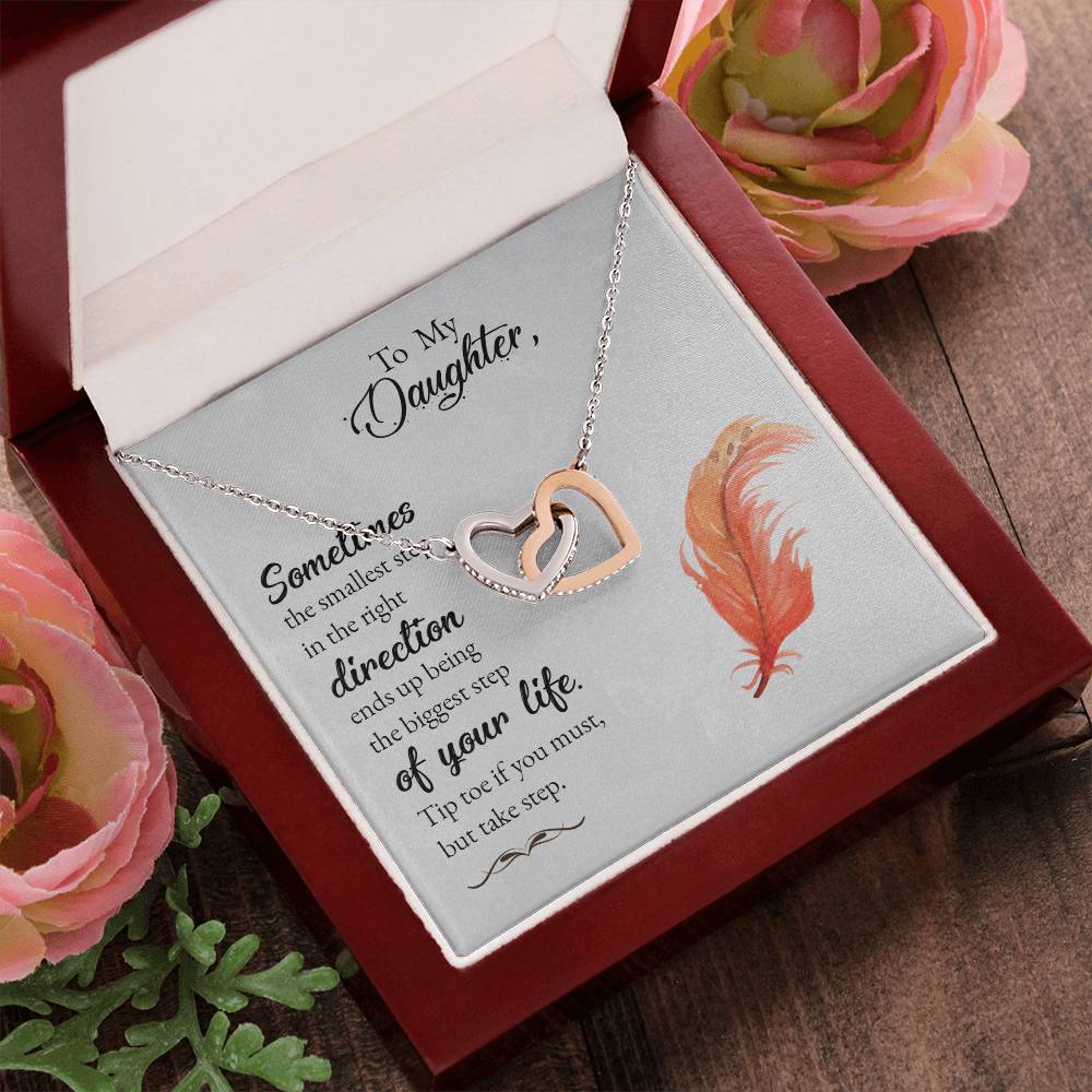 Collection Daughter -Sometimes The Smallest Step In The Right Derection - Interlocking Hearts Necklace