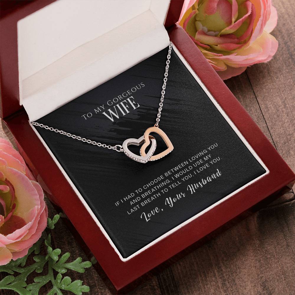 Interlocked Heart Necklace - For Wife Interlocking Hearts Necklace