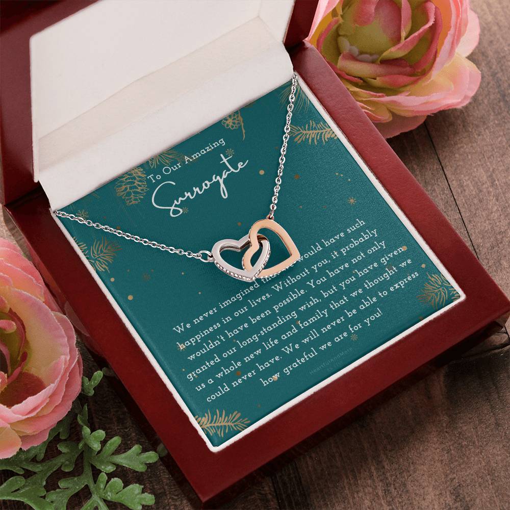 Surrogate Appreciation Gift Surrogate Gift Surrogate Gift With Message Card Surrogate Transfer Day Thank You Gift Interlocking Hearts Necklace