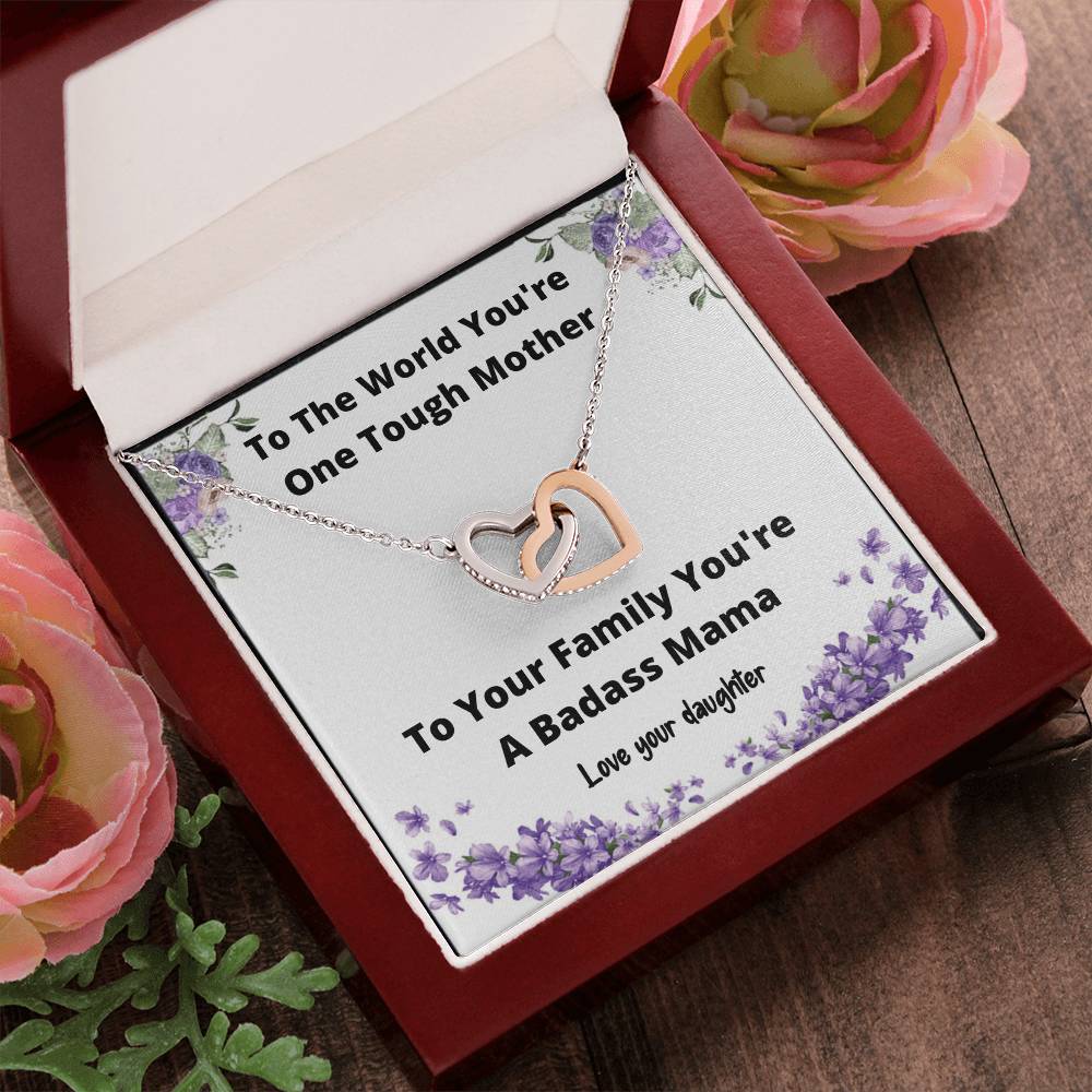 Necklace From Daughter One Tough Mother Gift Idea For Mom Jewelry For Mom Mother Daughter Gift Interlocking Hearts Necklace