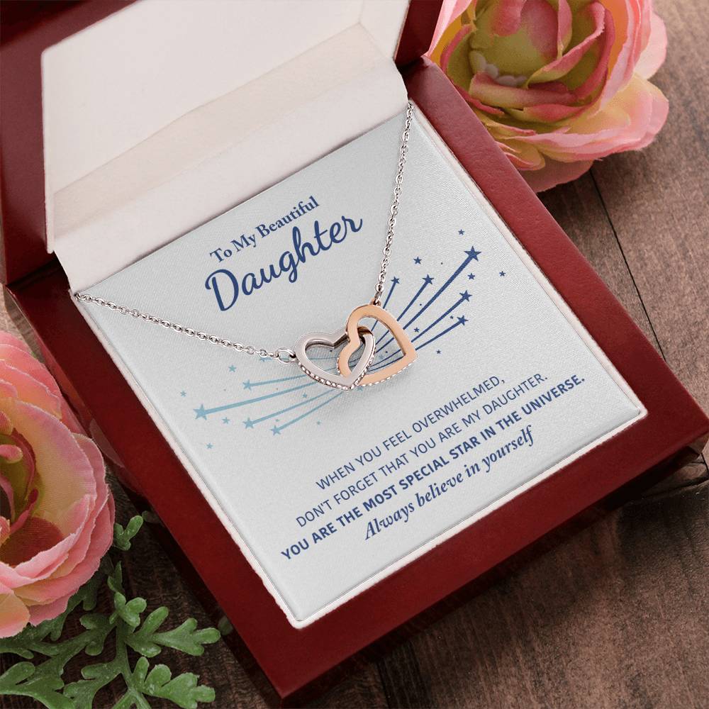 My Beautiful Daughter - Keep Me In Your Heart - Interlocking Heart Necklace Interlocking Hearts Necklace
