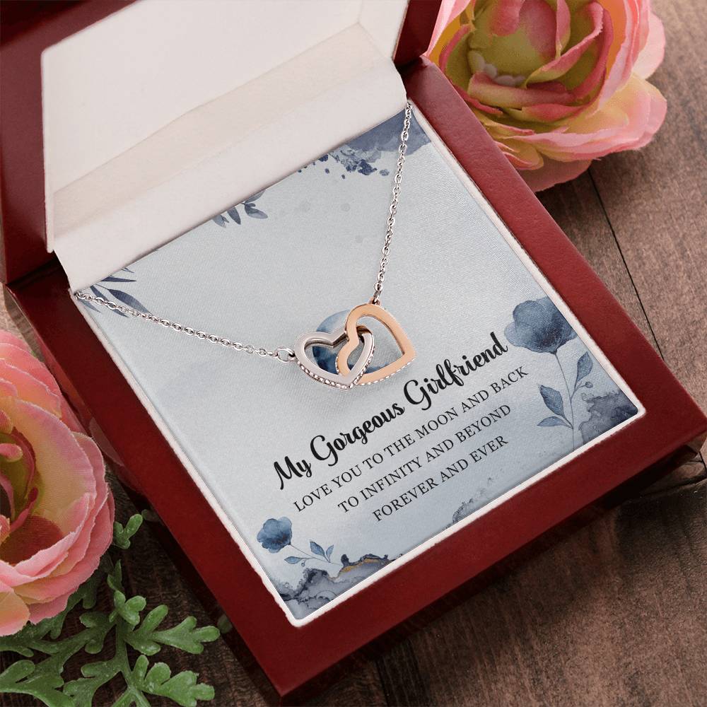 My Gorgeous Girlfriend Interlocking Hearts Necklace Message Card