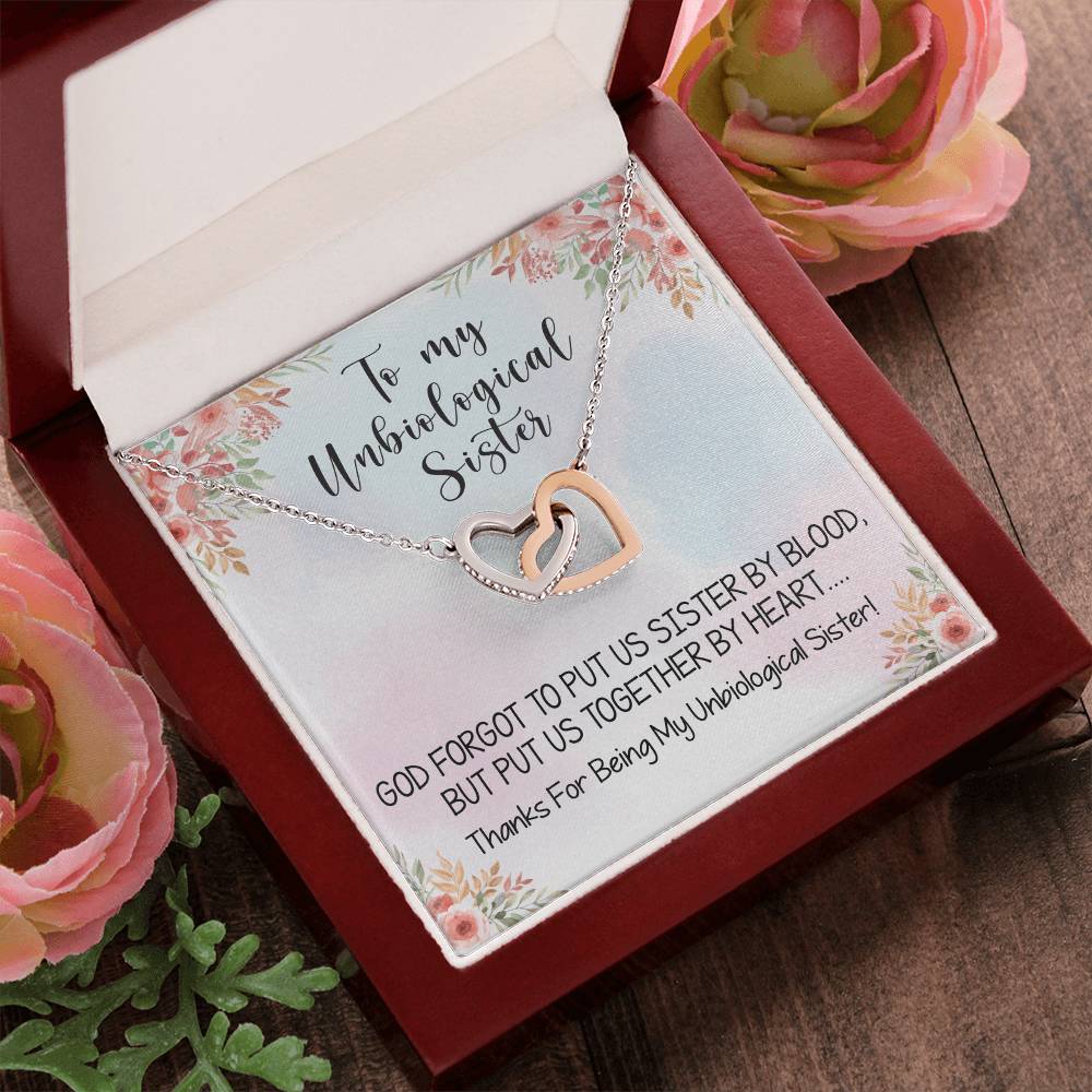 Unbiological Sister Necklace Soul Sister Best Friend Gift Bff Gift Interlocking Hearts Necklace
