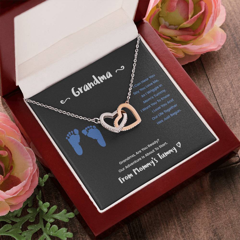 Grandma I Can Hear You Say You Love Me - Blue Version Interlocking Hearts Necklace