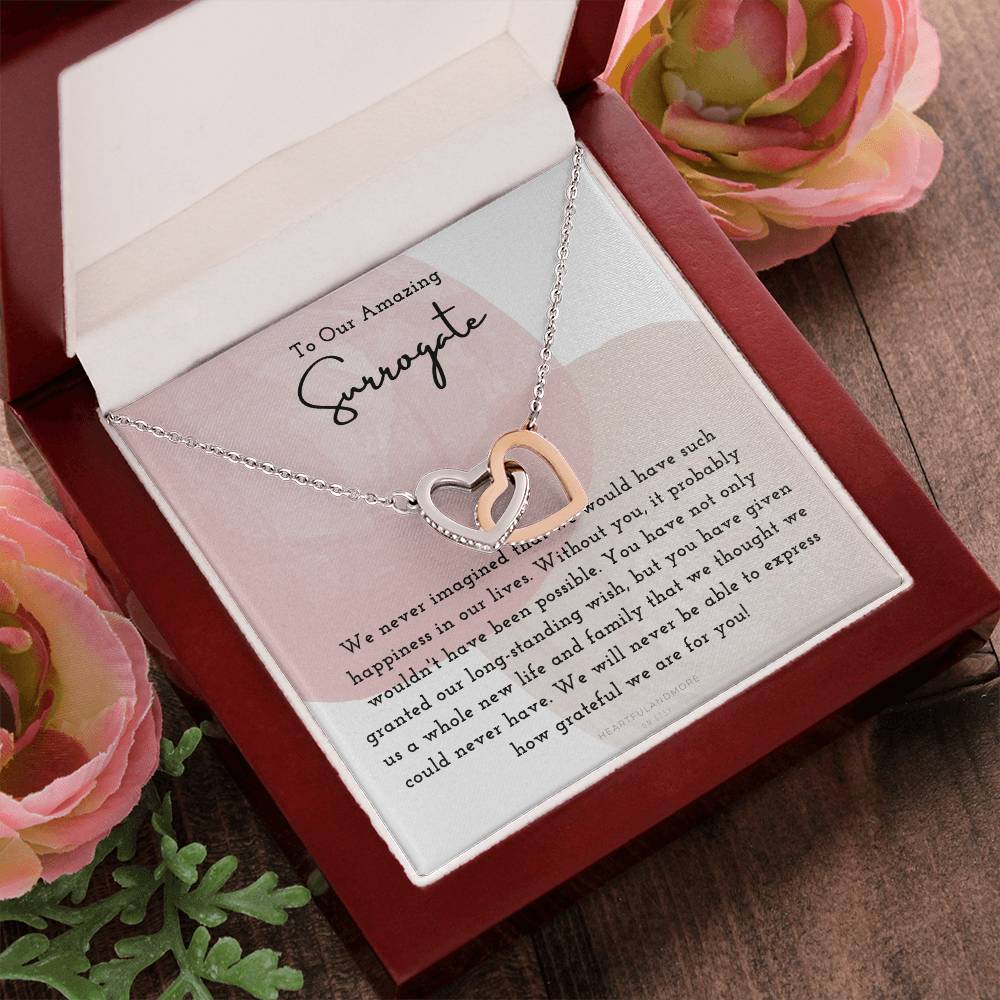 Surrogate Appreciation Gift Surrogate Gift Surrogate Gift With Message Card Surrogate Transfer Day Thank You Gift Interlocking Hearts Necklace