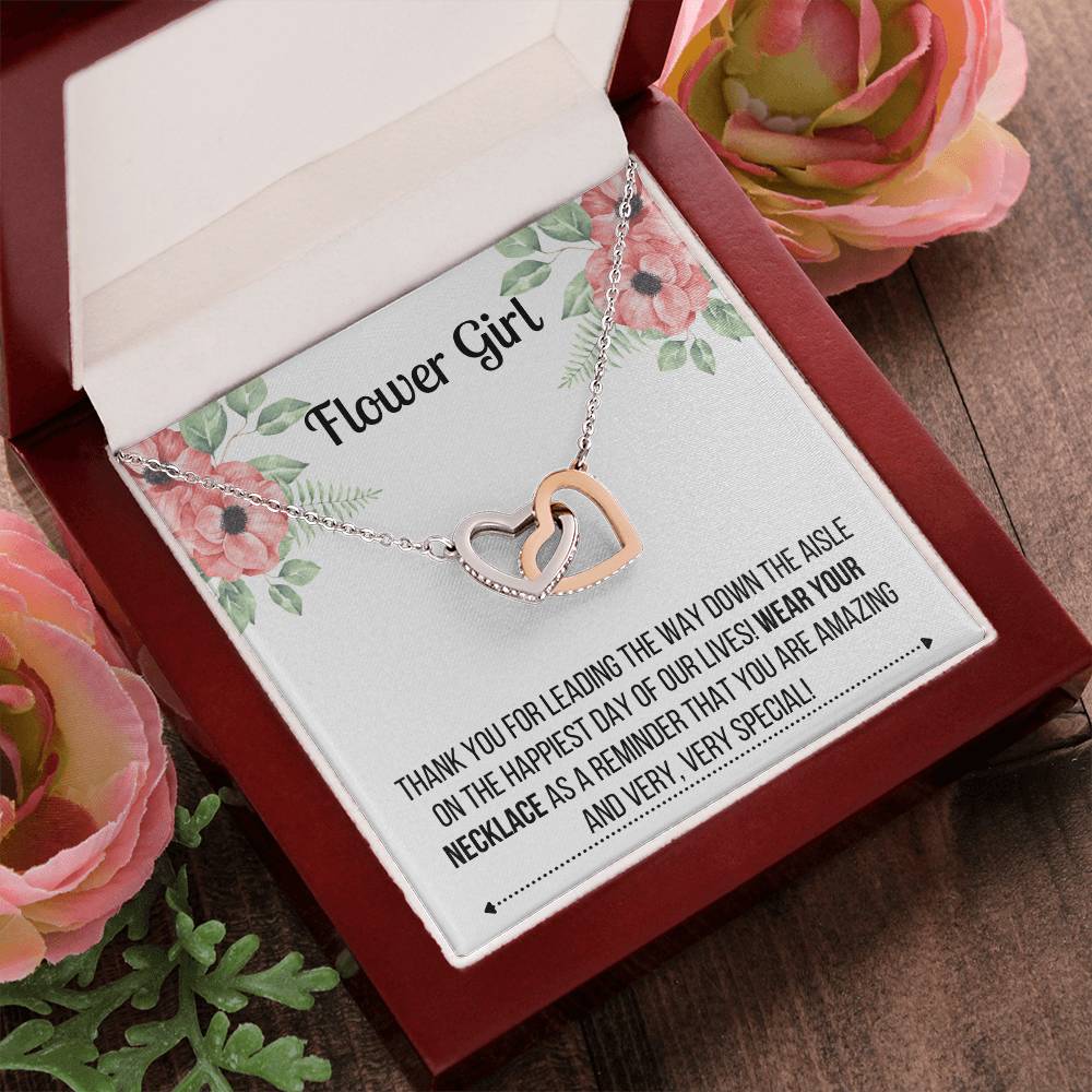 Flower Girl Necklace - Bridesmaid Necklace Interlocking Hearts Necklace