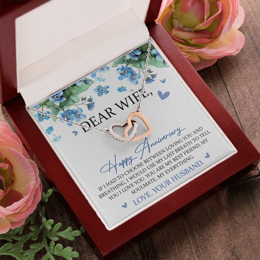 Dear Wife Happy Anniversary Interlocking Hearts Necklace Wedding Anniversary Gift