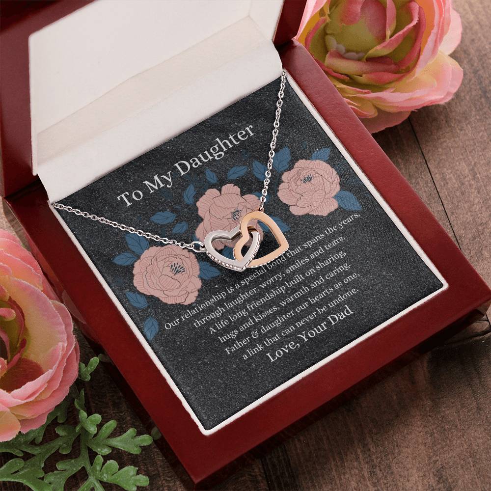 Father To Daughter Hearts As One Necklace Interlocking Hearts Necklace
