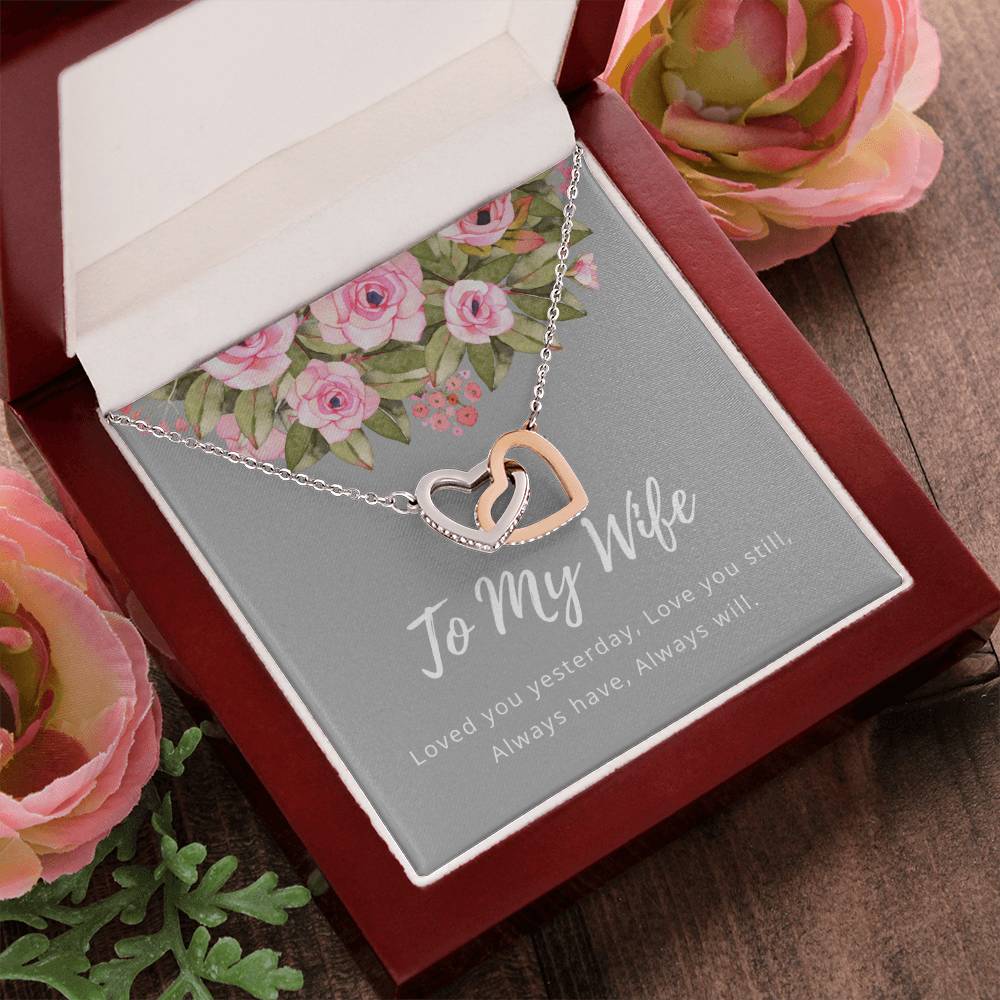 To My Wife Interlocking Heart Necklace Interlocking Hearts Necklace