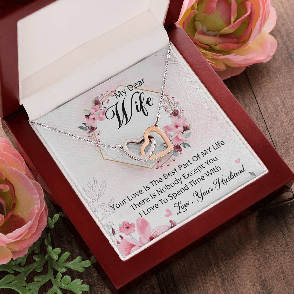 My Dear Wife I Love To Spend Time With You Interlocking Hearts Necklace