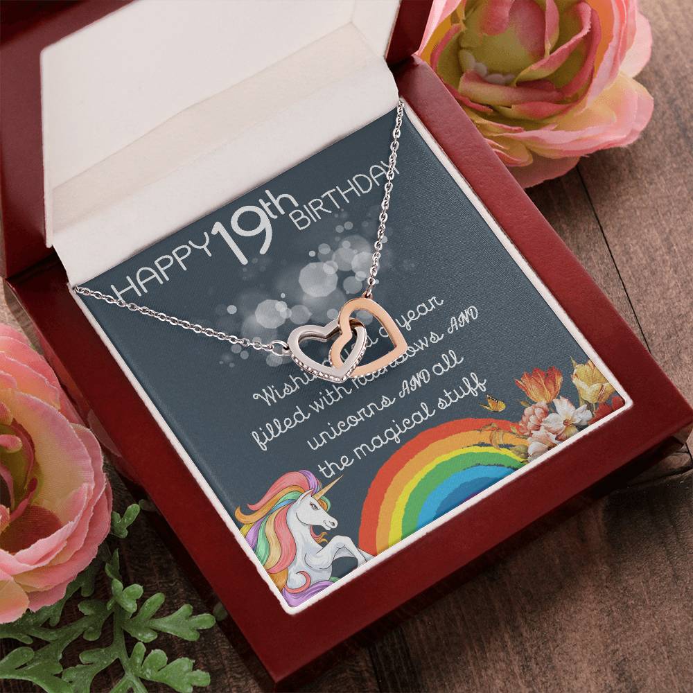 19Th Birthday Necklace Gifts For Girls Cute Unicorn 19 Years Old Girl Jewelry Gift For Daughter Niece Interlocking Necklace Xu246Il12 Interlocking Hearts Necklace