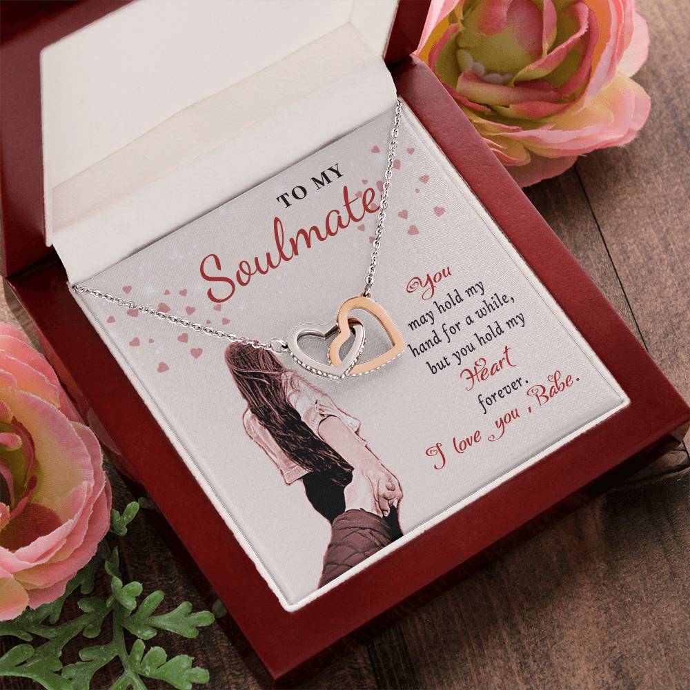 To My Soulmate - Interlocking Necklace - I Love You Babe Interlocking Hearts Necklace