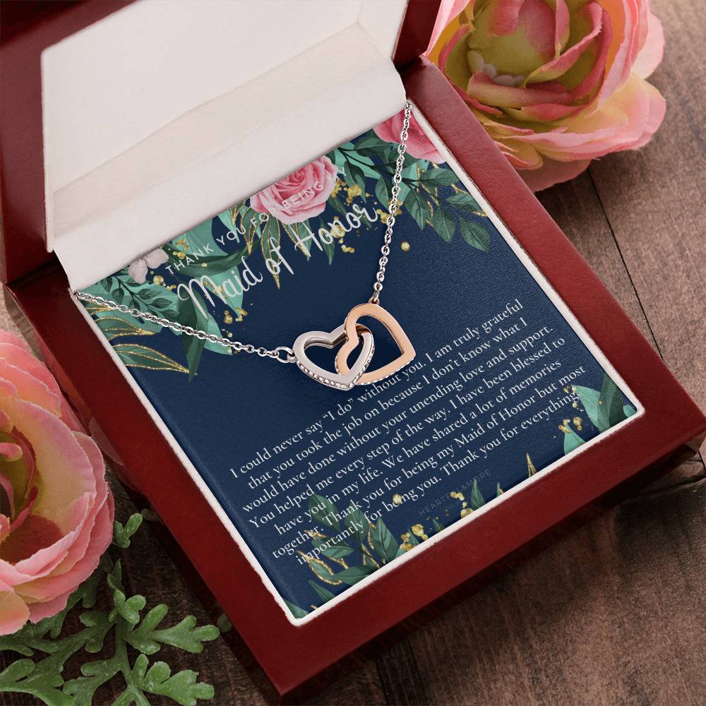 Maid Of Honor Thank You Gift From Bride Bridesmaid Gift Maid Of Honor Gift Necklace Matron Of Honor Gift Thank You Gift From Bride Interlocking Hearts Necklace