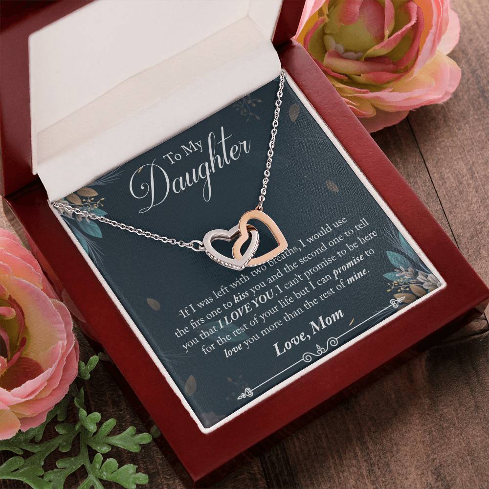 To My Daughter - I Promise To Love You For The Rest Of My Life Interlocking Hearts Necklace