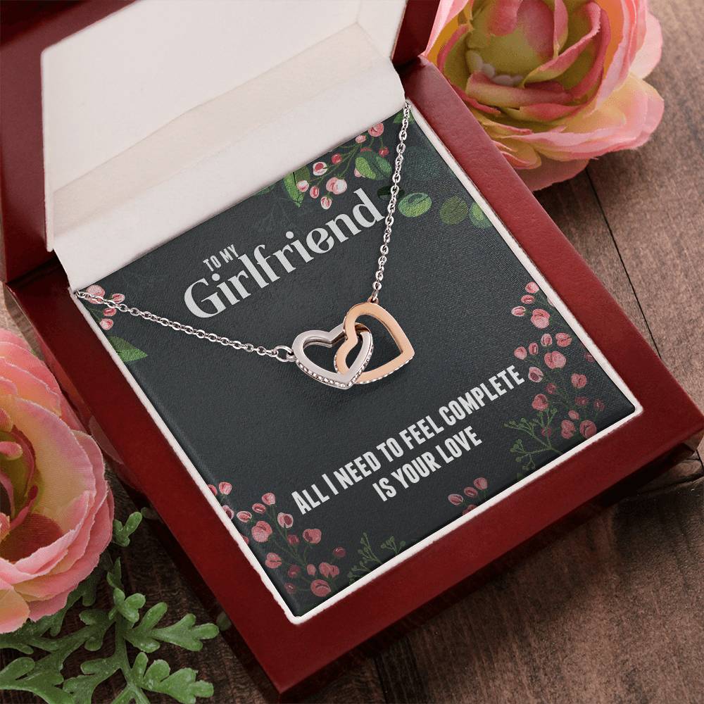 For Girlfriend Interlocking Hearts Necklace - All I Need Is Your Love