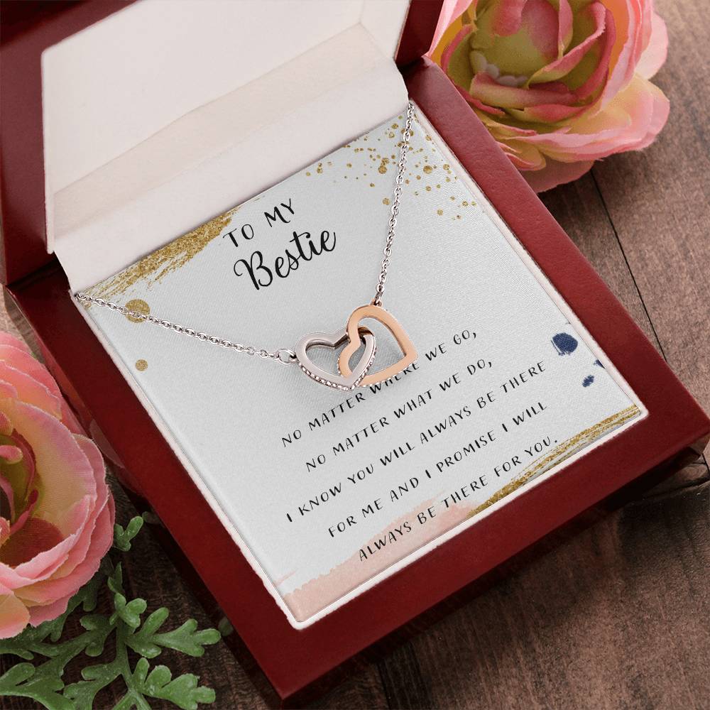 To My Bestie I Laugh A Little Louder Because Of You Interlocking Hearts Necklace