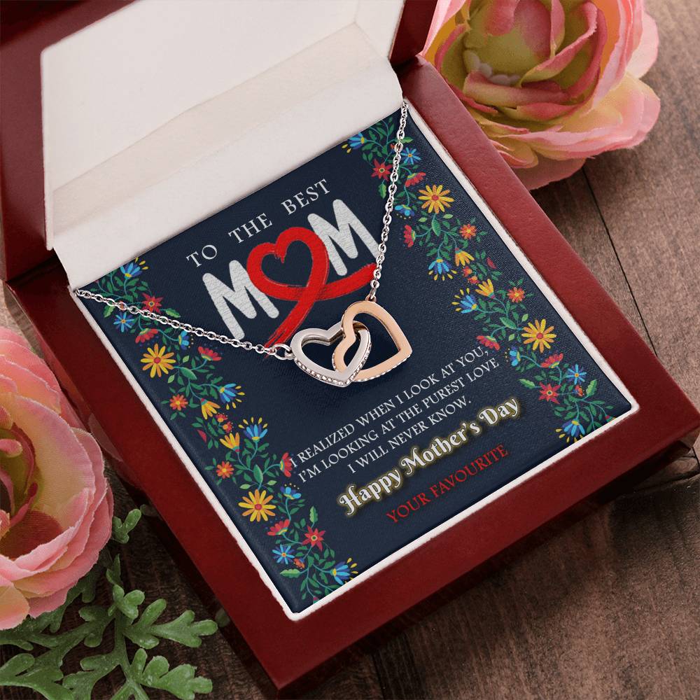 To My Mom Purest Love Love You Always Interlocking Hearts Necklace