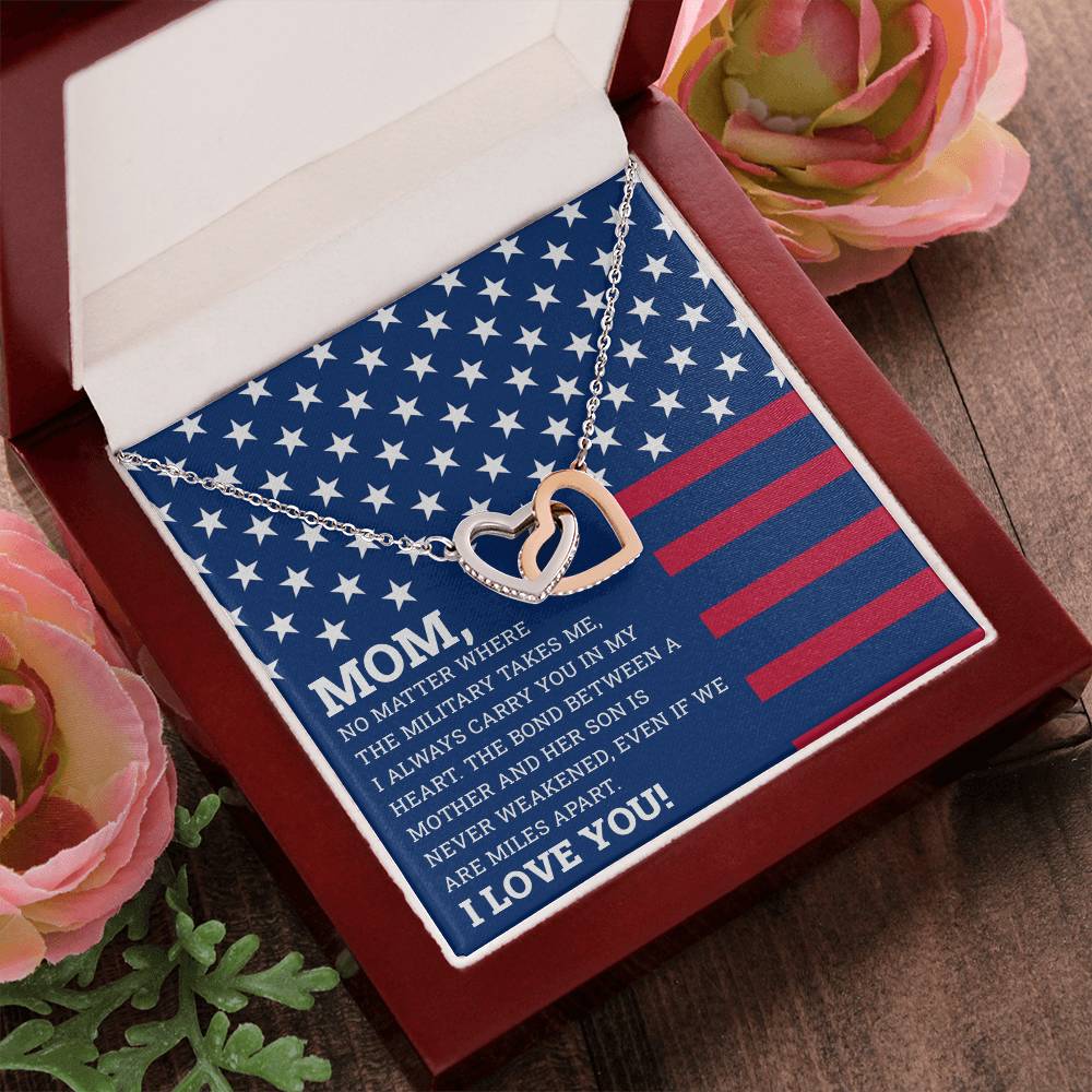 To My Mom - I Love You Message - Tmm06 Interlocking Hearts Necklace