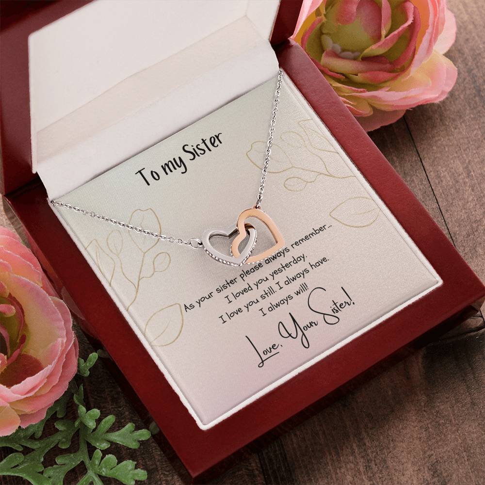 To My Sister Interlocking Hearts Necklace