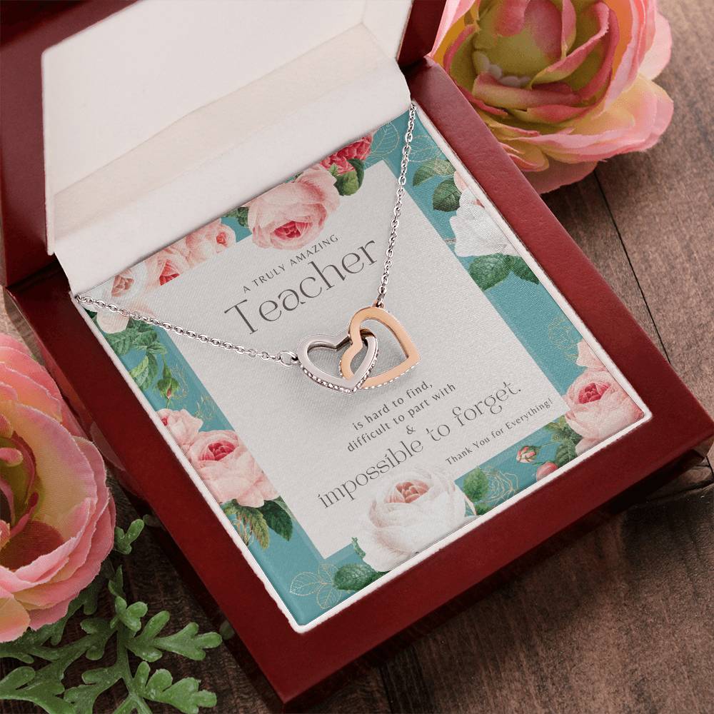 Teacher Gift Gift For Teacher Necklace A Truly Amazing Teacher Appreciation Gift Interlocking Hearts Necklace