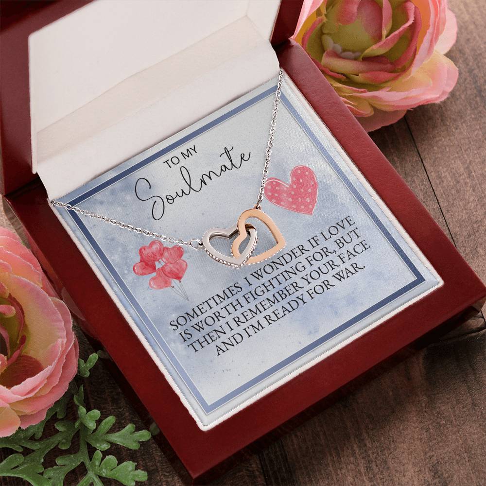 Valentine'S Special To My Soulmate Necklace Interlocking Hearts Necklace