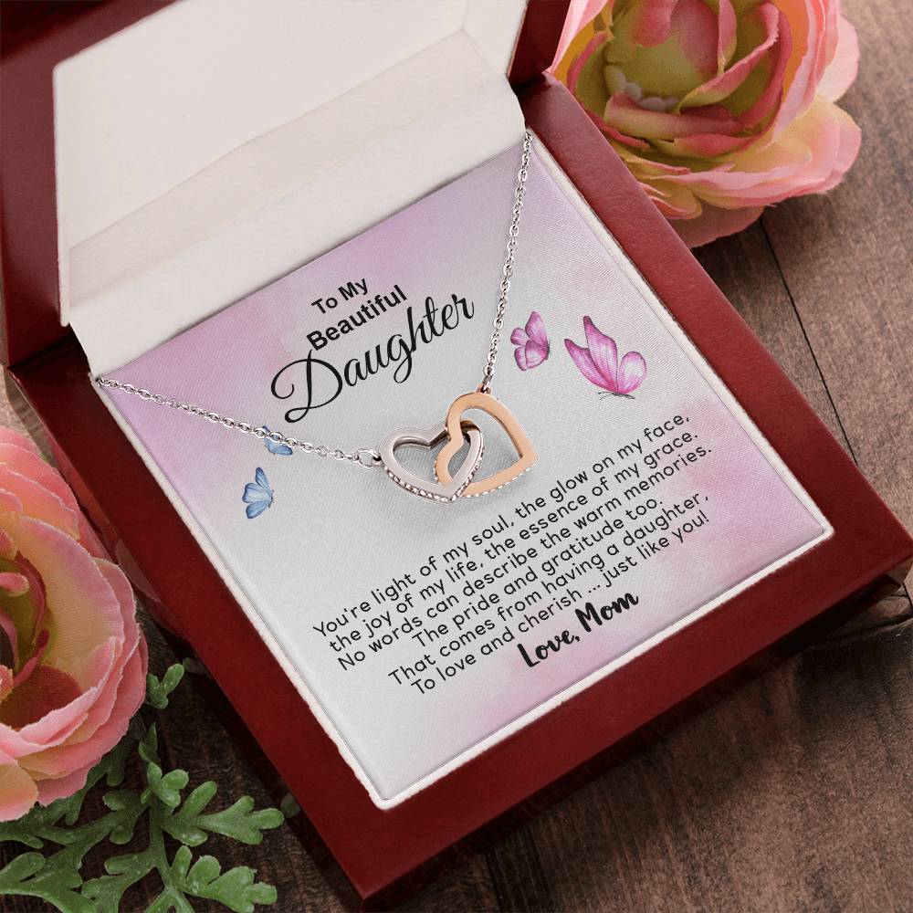 To My Beautiful Daughter - You'Re Joy Of My Life - Necklace Interlocking Hearts Necklace