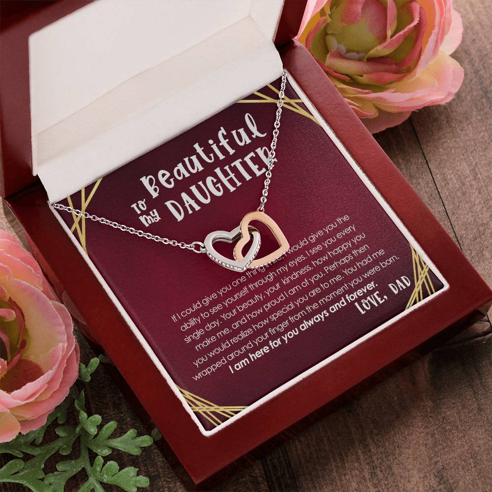 To My Beautiful Daughter Interlocking Hearts Necklace
