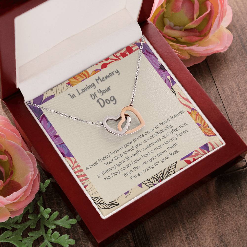 Loss Of Dog Loving Memory Of Your Best Friend - Connected Hearts Necklace Interlocking Hearts Necklace