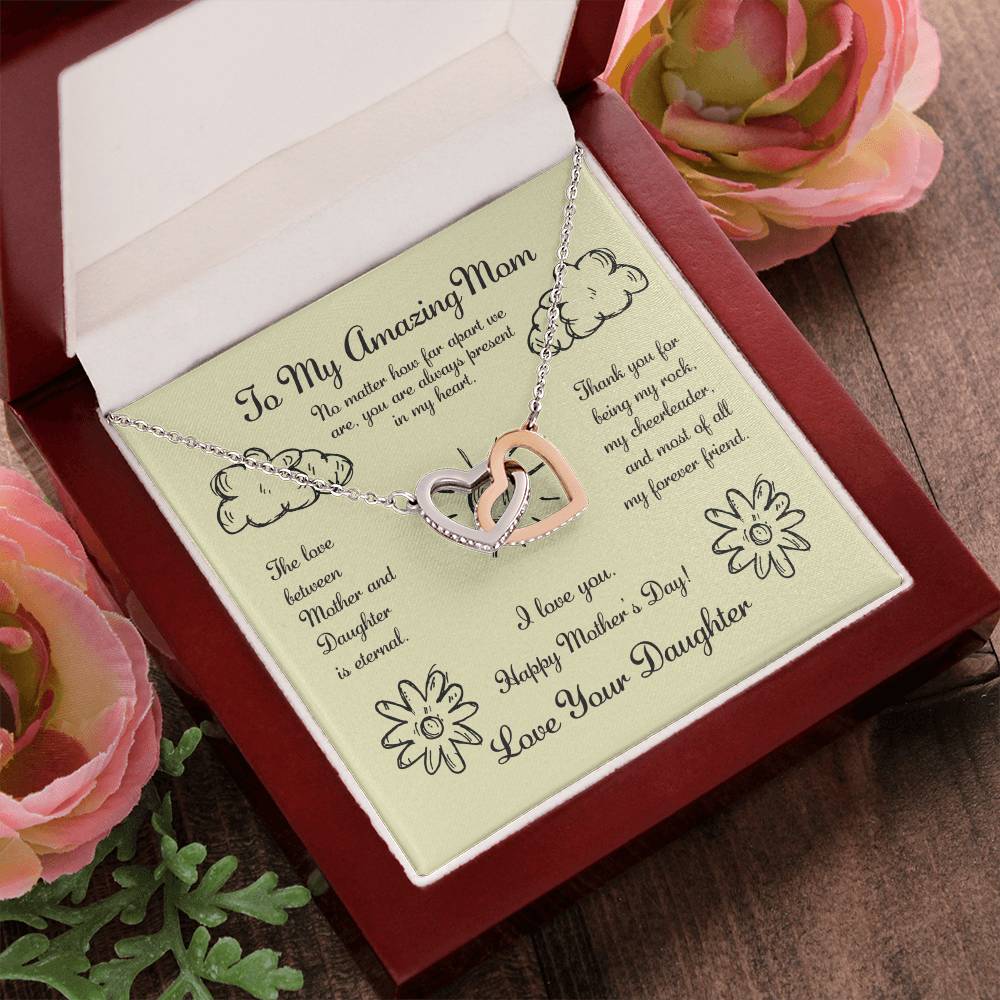 To My Amazing Mom Interlocking Hearts Necklace