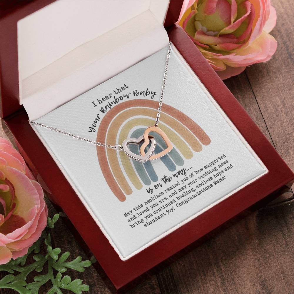 Rainbow Baby Necklace Interlocking Hearts Necklace
