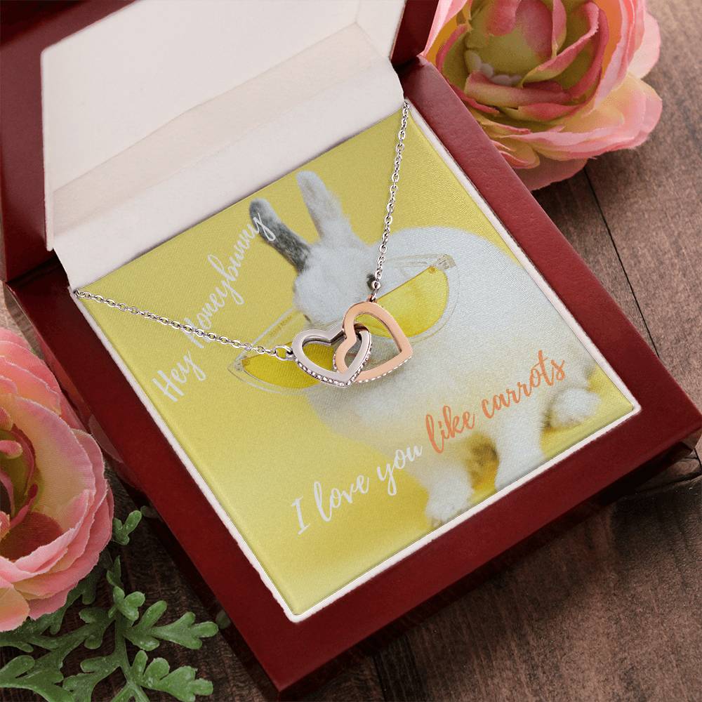 Heart Necklace Rabbit Bunny Carrots I Love You The Perfect Gift For Your Wife Future Wife Girlfriend Stepmom Mom Bff Interlocking Hearts Necklace