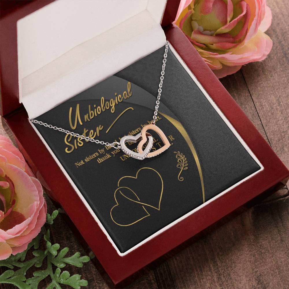 Unbiological Sister Interlocking Hearts Necklace